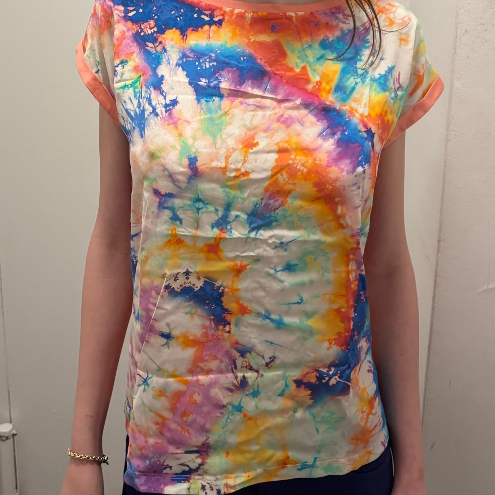 Pink and Blue Tie-Dye Short Sleeve T-Shirt